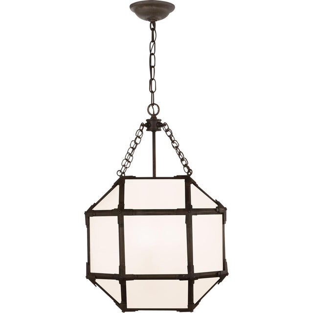 Transitional Suzanne Kasler for Visual Comfort Signature Morris Small Lantern in Antique Zinc with White Glass For Sale - Image 3 of 3