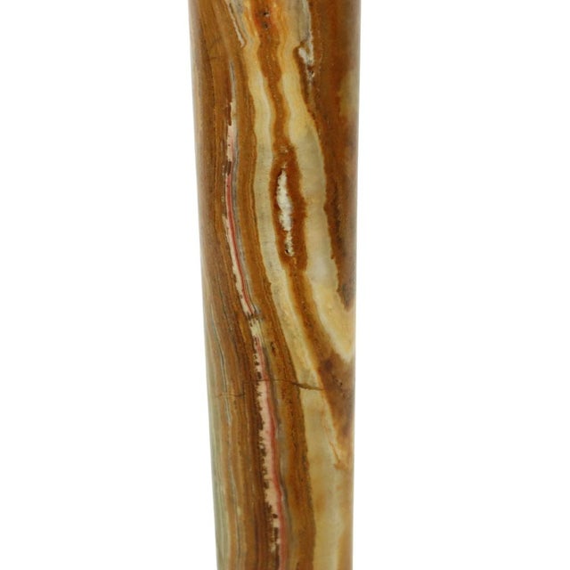 Gemstone Onyx and Brass Column Table Lamp, 1950s For Sale - Image 7 of 17