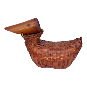 Vintage Wicker & Bamboo Wood Duck