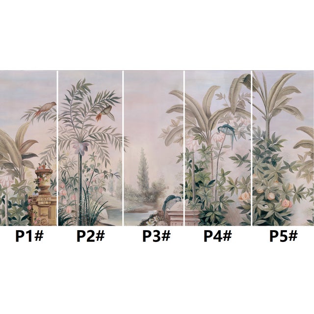 1: Commodity: Hand-Painted Morandi Misty Classical Garden Tropical Bird & Foliage Wall Mural 2: Handicrafts: 100% handmade...