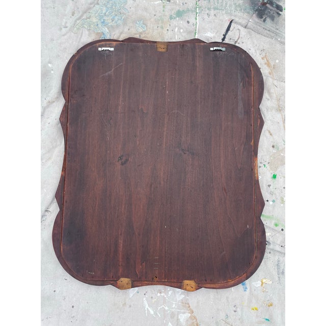 Early 20th Century Antique Traditional Mahogany Carved Scalloped Wall Mirror For Sale - Image 5 of 8