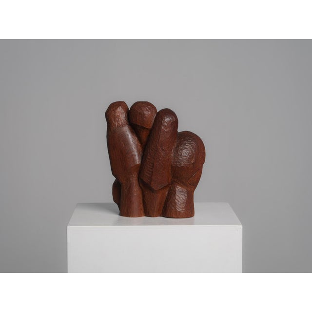 A powerful abstract wood sculpture from the netherlands, dating from the 1980s. Hand-carved from solid hardwood, the...
