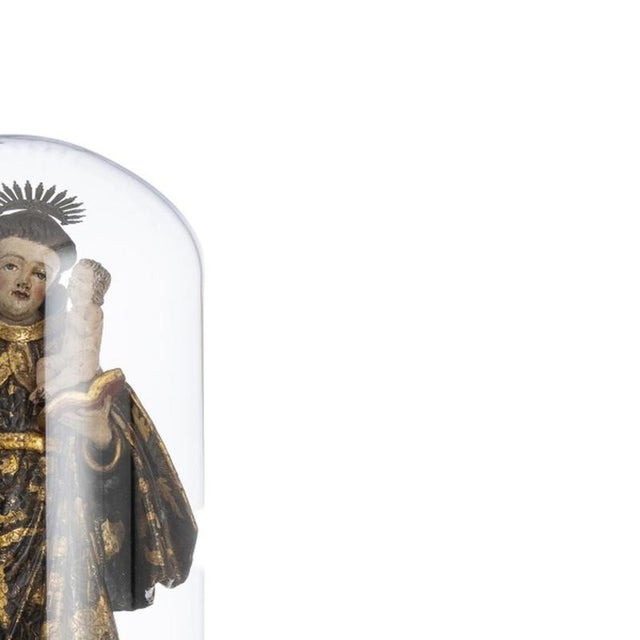 Religious Artist, Saint Anthony with Child Jesus, 18th Century, Wood with Glass & Silver Details For Sale - Image 4 of 6