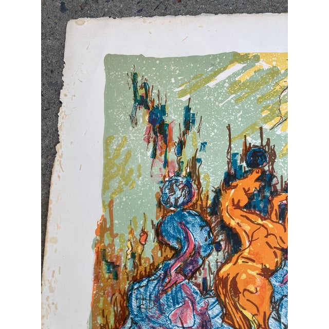 1980s 1980’s Original Abstract Bucking Horse Colorful Surreal Lithograph Print Signed & Numbered For Sale - Image 5 of 7