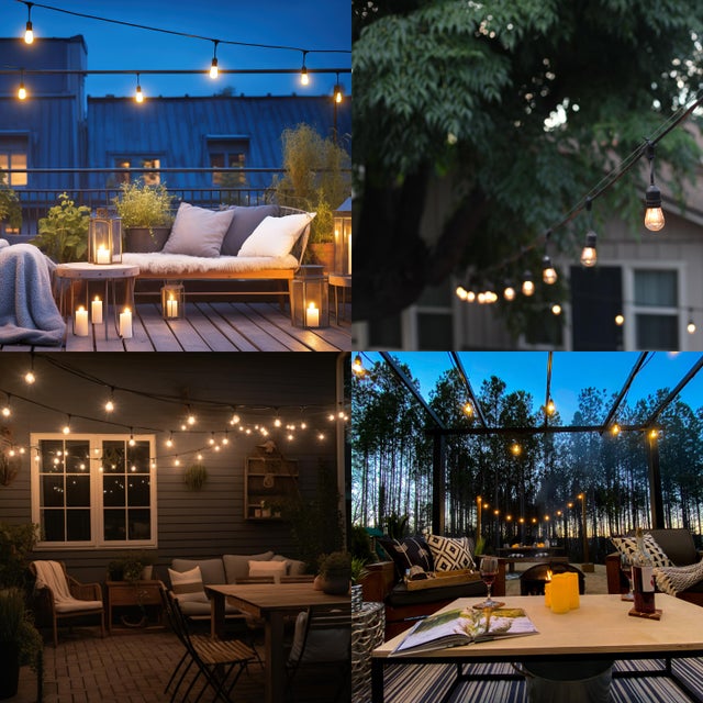 Turn your backyard into a bistro with Bulbrite’s 30-foot String Light Kit with Clear Shatter Resistant Vintage Style S14...