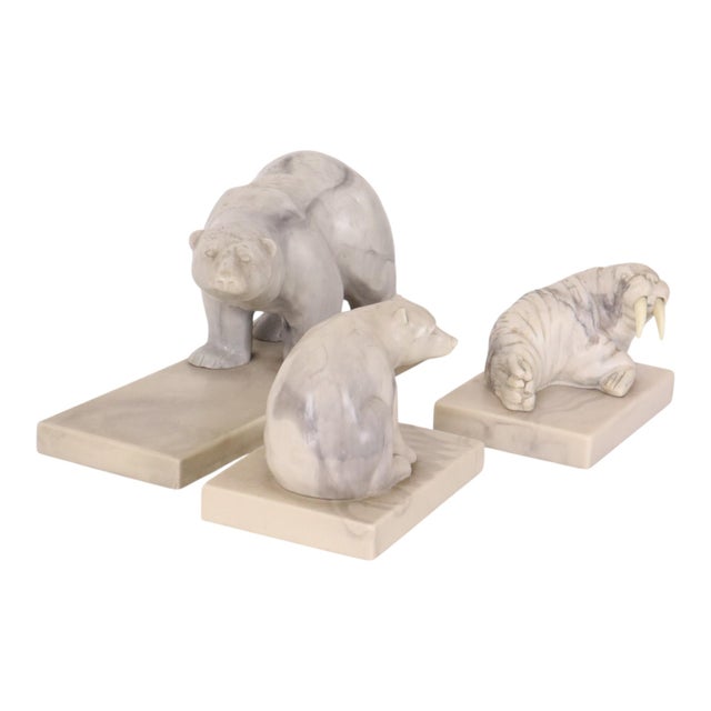 1980s Vintage Animal Figurines Art in Marble Inuit, Canada, 1980s. Set of 3 For Sale - Image 5 of 18