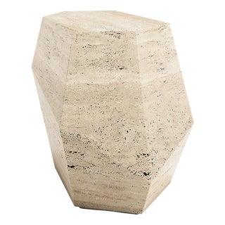 Three Rocks High Side Table in Roman Travertine Stone from Insidherland For Sale