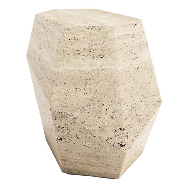 Three Rocks High Side Table in Roman Travertine Stone from Insidherland For Sale
