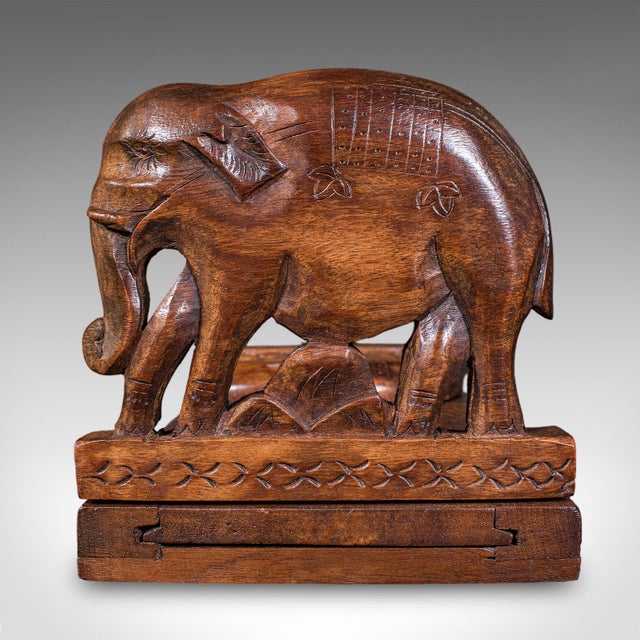 Brown Vintage Carved Elephant Book Slide, Anglo-Indian, Colonial, Library, Art Deco For Sale - Image 8 of 11