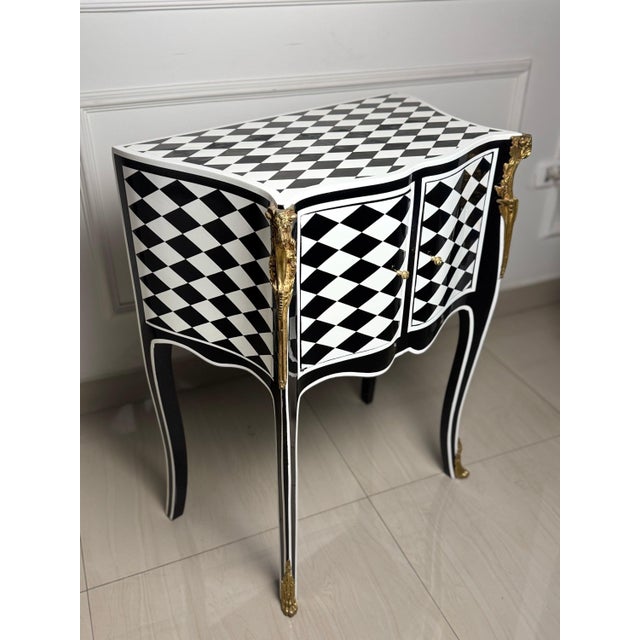 1960s Unique Louis XV Courtly Checkered Side Table For Sale - Image 4 of 8