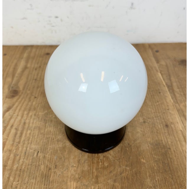 Mid-Century Modern Vintage Brown Bakelite Wall or Ceiling Light with Milk Glass, 1960s For Sale - Image 3 of 10