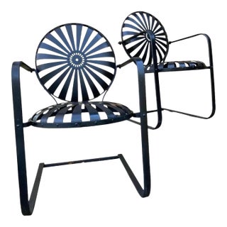 Francois Carre Pair of Cantilever Iron Rocking Chairs, Circa 1955, Attributed For Sale