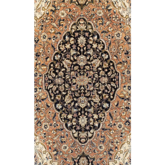 1980s Hand-Knotted Persian Silk Qum Rug 3'6" X 6' For Sale - Image 4 of 12