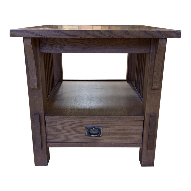 Bassett Furniture Mission Style Oak Side Table Drawer Chairish