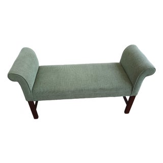 Late 20th Century Vintage Ethan Allen Georgian/Chippendale Style Rolled Arm Bench, Window Seat, Bed Bench For Sale