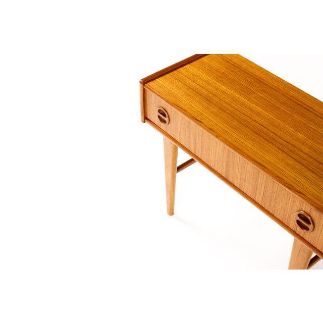 Wood 1960s Danish Modern Mid Century Teak Low Entry Table Console — Single Drawer For Sale - Image 7 of 8
