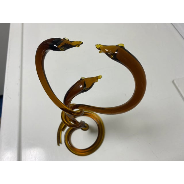In the style of Murano Glass a beautiful, delicate sculpture of 3 cobras. This piece is one of a kind as it is hand made.