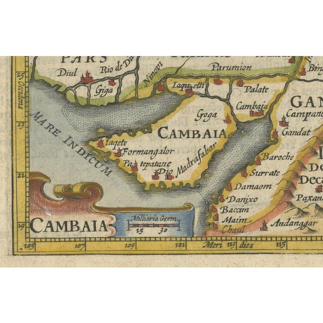 Miniature Map of Cambay by Petrus Bertius, 1616 For Sale - Image 4 of 10