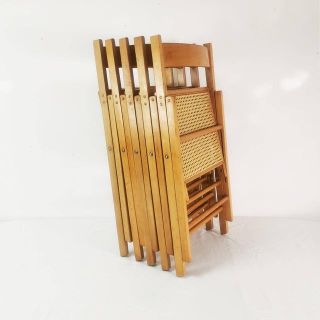 Vintage Folding Chairs with Raffia, Germany, 1980s, Set of 5 For Sale - Image 14 of 16