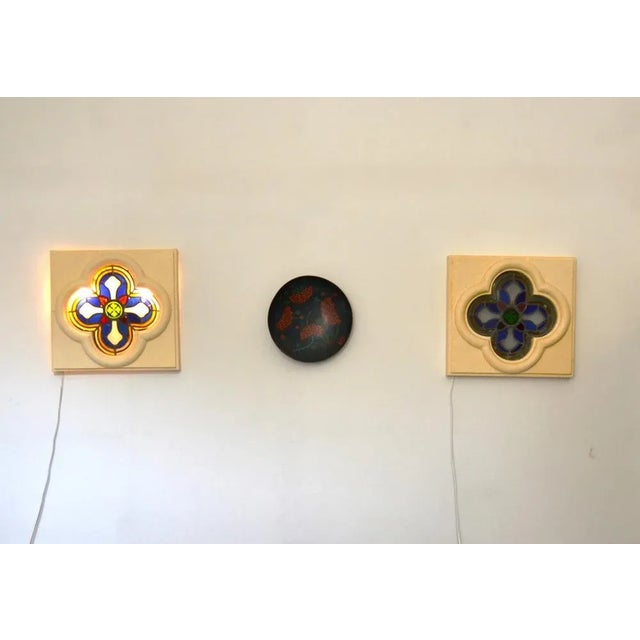 Western European Stained Glass Wall Lamp, 1350s For Sale - Image 3 of 5