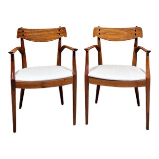 1960s Kipp Stewart Walnut Armchair Pair Drexel Declaration For Sale