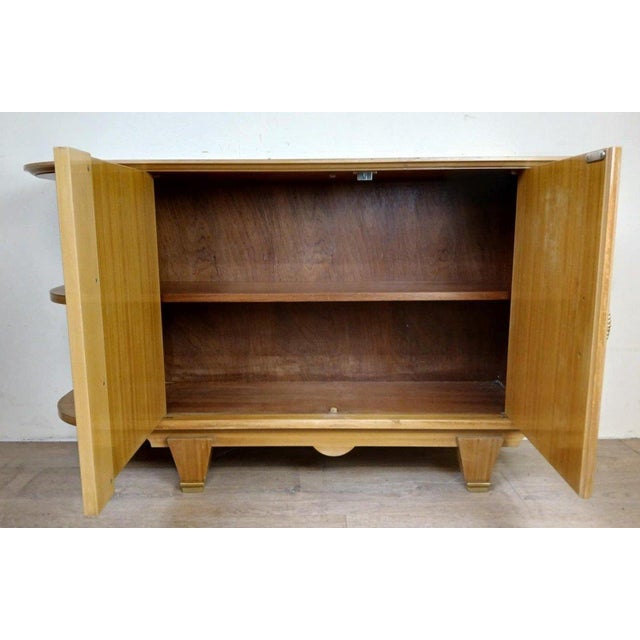 Metal Art Deco Corner Buffet in Light Wood by Jules Leleu, 1930s For Sale - Image 7 of 10
