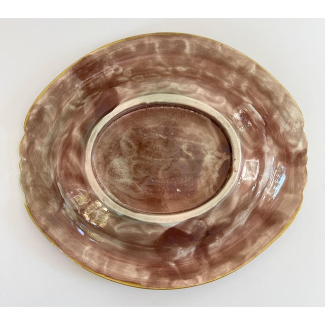 Ceramic Antique 19th Century Majolica Begonia Leaf Bread Tray C1870s For Sale - Image 7 of 12