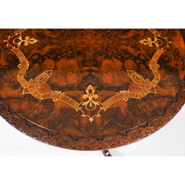 Antique Victorian Burr Wanut and Marquetry Occasional Tables, 1800s, Set of 2 For Sale - Image 4 of 11