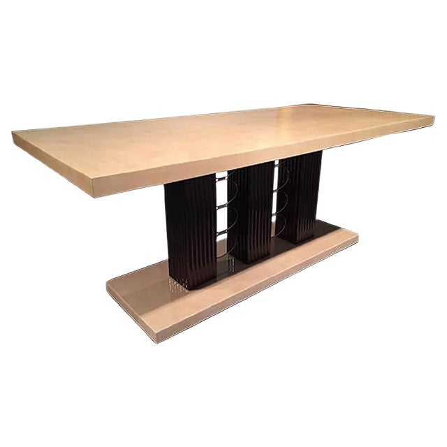Art Deco Italian Parchment Dining Table, 1940s For Sale