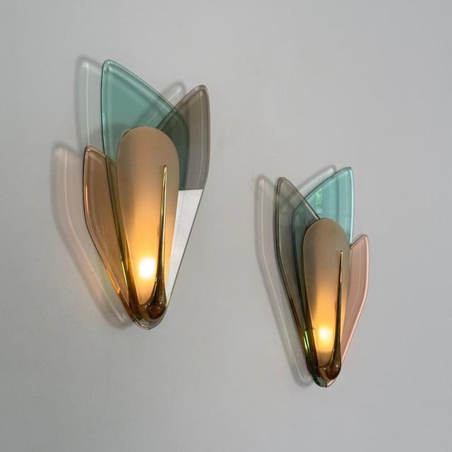 1950s Large Sconces attributed to Max Ingrand for Fontana Artes, Italy, 1955, Set of 2 For Sale - Image 5 of 18