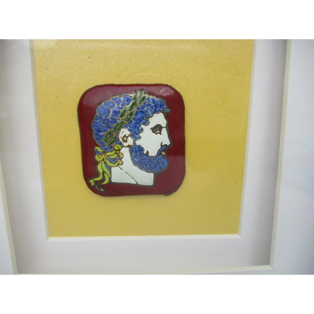 Postmodern Vintage Floriano Vecchi Enamel Classical Head Paintings - a Pair For Sale - Image 3 of 8