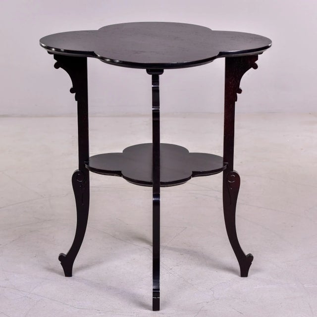 French Art Deco Black Scalloped Quatrefoil Top Side Table For Sale - Image 9 of 12