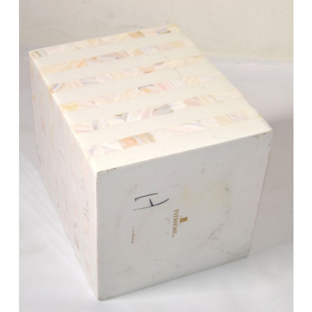 1990s Vintage Luxury Capiz Stripe Over Resin Wastebasket Trash Can For Sale - Image 10 of 12