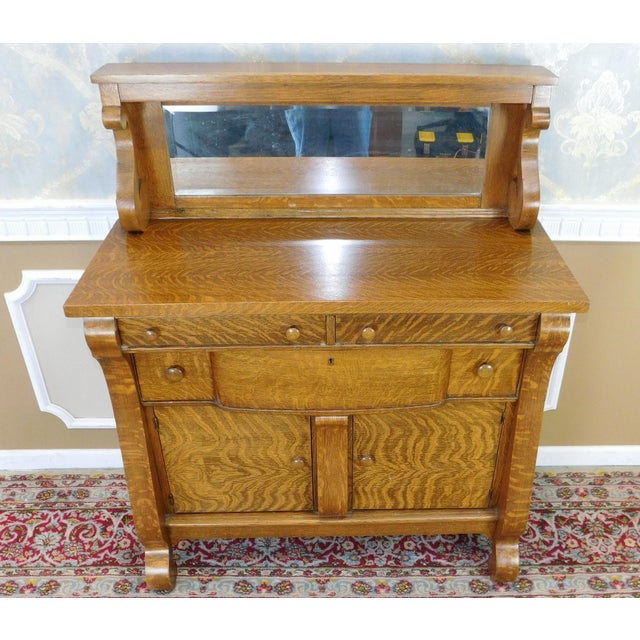 Antique Victorian Tiger Oak Empire Style Sideboard Chairish
