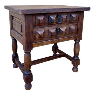 Spanish Baroque Style Walnut Side Table, 1950 For Sale