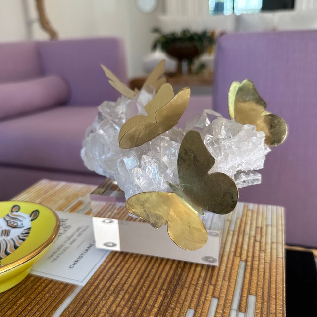 Brass Butterfly and Quartz Object For Sale - Image 12 of 12