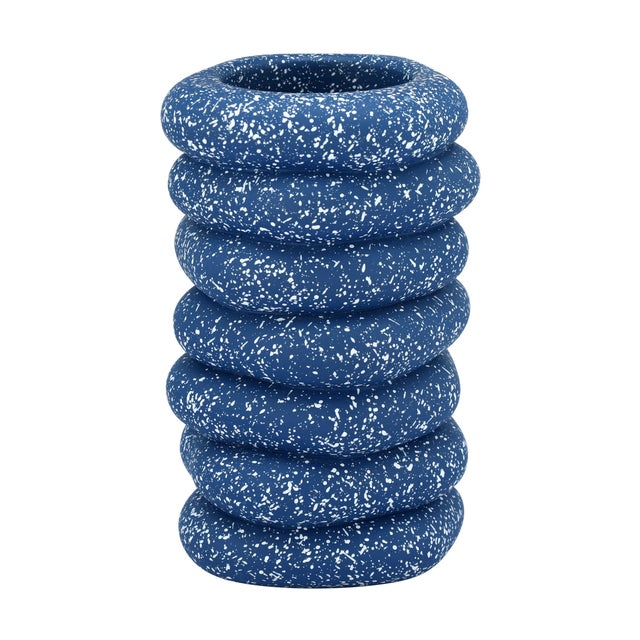 Gabby Speckled Blue Cairn Vase For Sale - Image 4 of 4