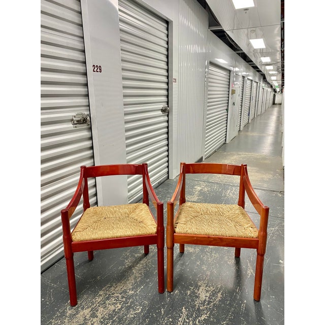 Wood Pair Vico Magistretti Carimate Chairs (Attributed to Cassina Production) For Sale - Image 7 of 12
