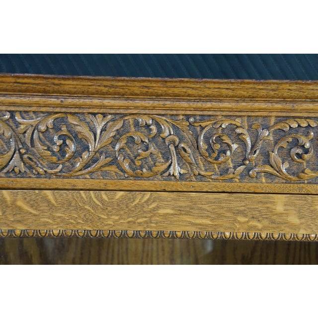 Antique American Renaissance Revival Quartersawn Oak Bookcase Display Cabinet For Sale - Image 11 of 18