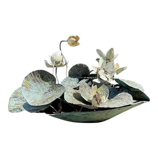 Vintage Patinated Copper Lilypad Sculpture For Sale