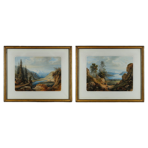 François-Jules Collignon, Landscapes, 1840, Watercolors, Set of 2