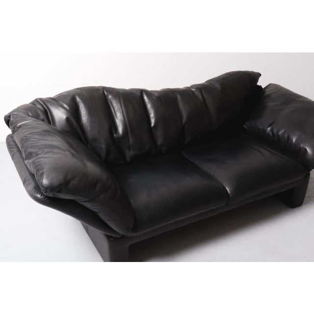 Black Mid-Century Leather Sofa from Bruhl & Sippold, Germany, 1990s For Sale - Image 8 of 9
