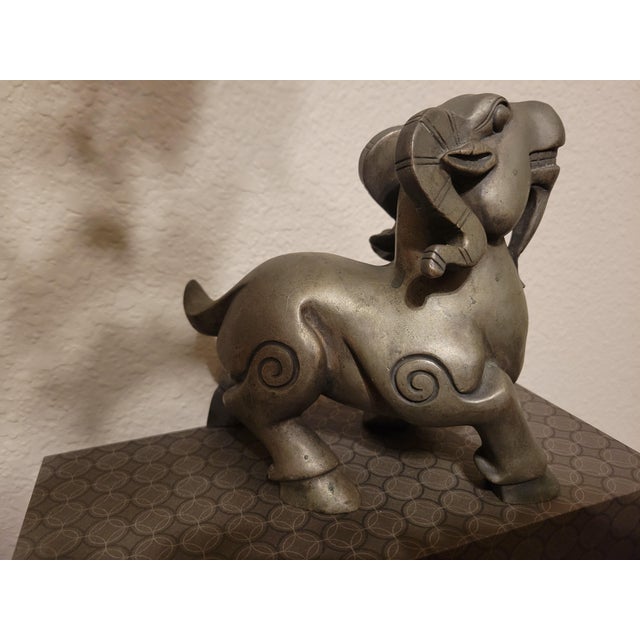 Solid Cast‑metal Ram Sculpture For Sale - Image 4 of 12