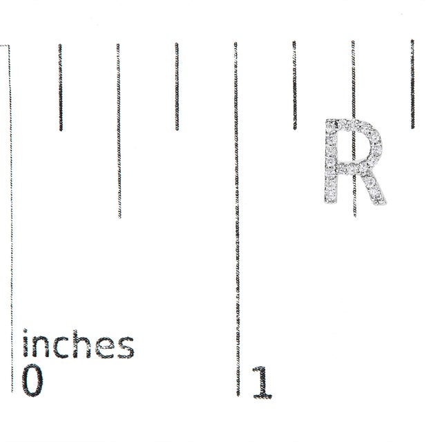 Early 21st Century 10K White Gold 1/10 Cttw Diamond 'R' Initial Stud Earring For Sale - Image 5 of 5