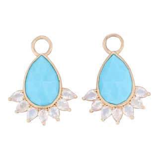 New Nina Nguyen Earring Enhancer Charms Imitation Turquoise Moonstone 18k Gold - 2 Pieces For Sale