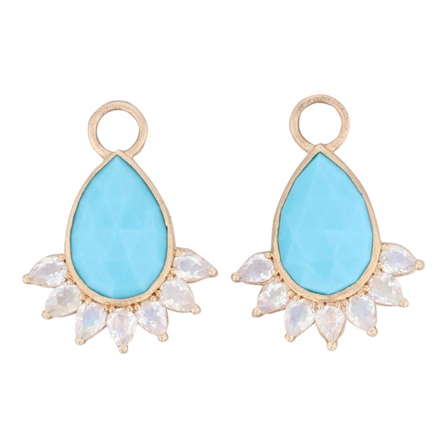 New Nina Nguyen Earring Enhancer Charms Imitation Turquoise Moonstone 18k Gold - 2 Pieces For Sale