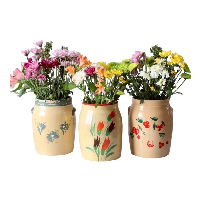 Vintage Hand Painted Cookie Jars - Set of 3 For Sale