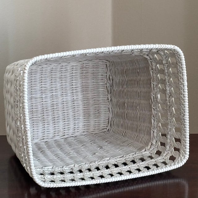 Mid-20th Century Rectangular Boho Wicker Wastepaper Basket For Sale In Baltimore - Image 6 of 18
