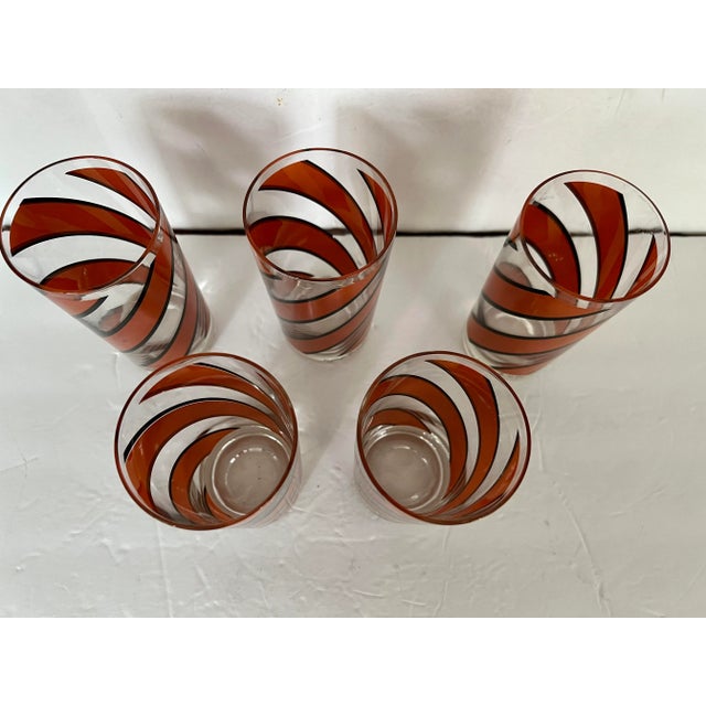 Georges Briard Orange Striped Glasses - Set of 5 For Sale - Image 9 of 12
