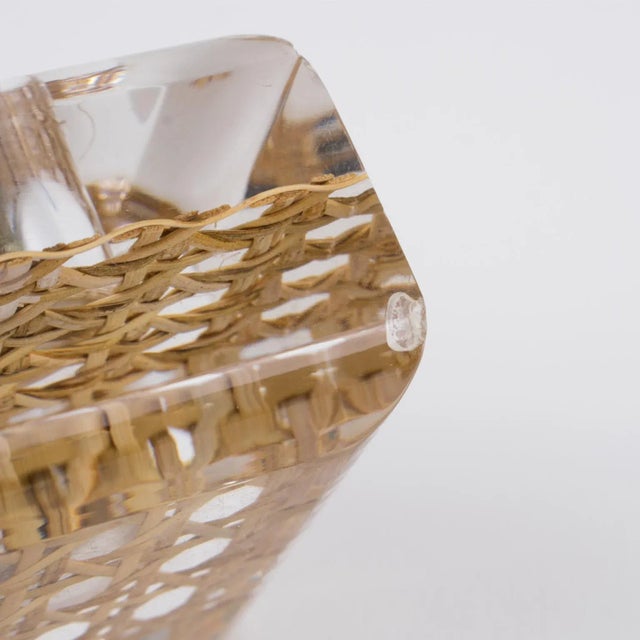 Lucite, Rattan and Brass Smoking Set Lighter and Box, 1970s For Sale - Image 12 of 13